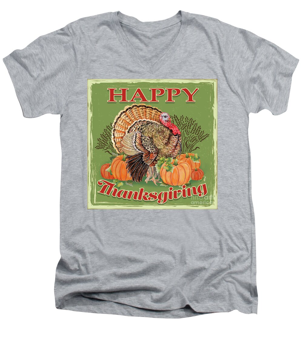 Thanksgiving Men's V-Neck T-Shirt featuring the painting Thanksgiving-B by Jean Plout
