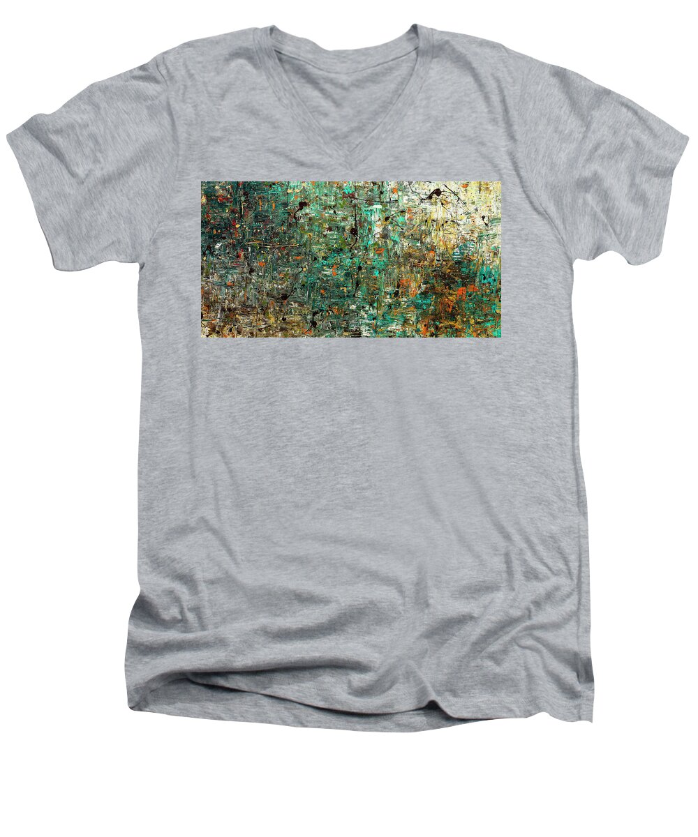 Abstract Art Men's V-Neck T-Shirt featuring the painting The Abstract Concept by Carmen Guedez
