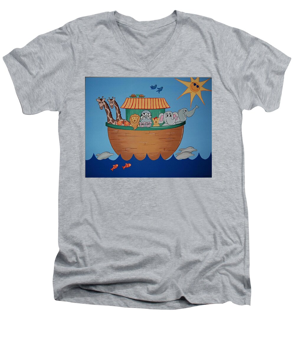Ark Men's V-Neck T-Shirt featuring the painting The Ark by Valerie Carpenter