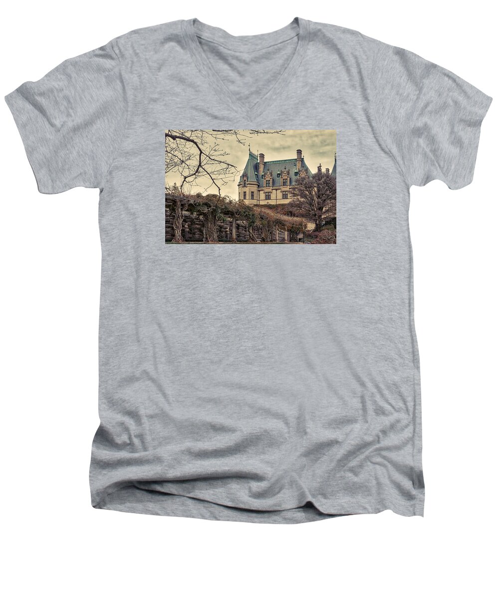 Architecture Men's V-Neck T-Shirt featuring the photograph The Biltmore Mansion in the fall by Robert FERD Frank