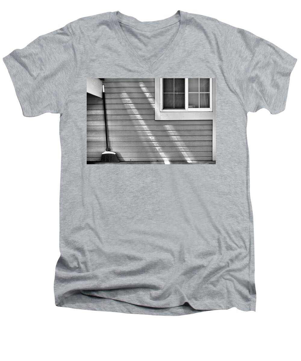 Architecture Men's V-Neck T-Shirt featuring the photograph The Broom and Sunbeams by Monte Stevens