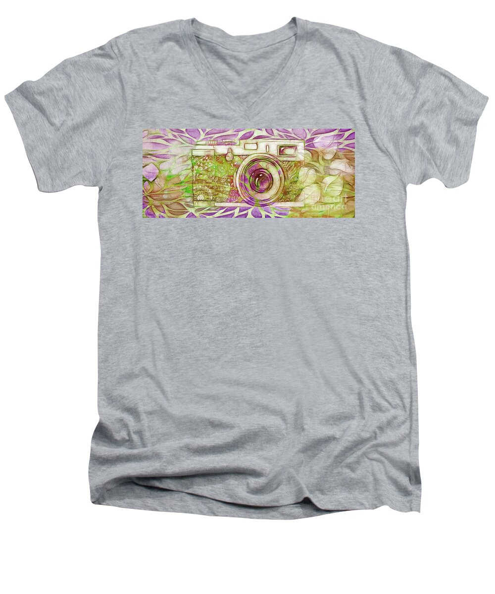 Camera Men's V-Neck T-Shirt featuring the digital art The Camera - 02c6t by Variance Collections