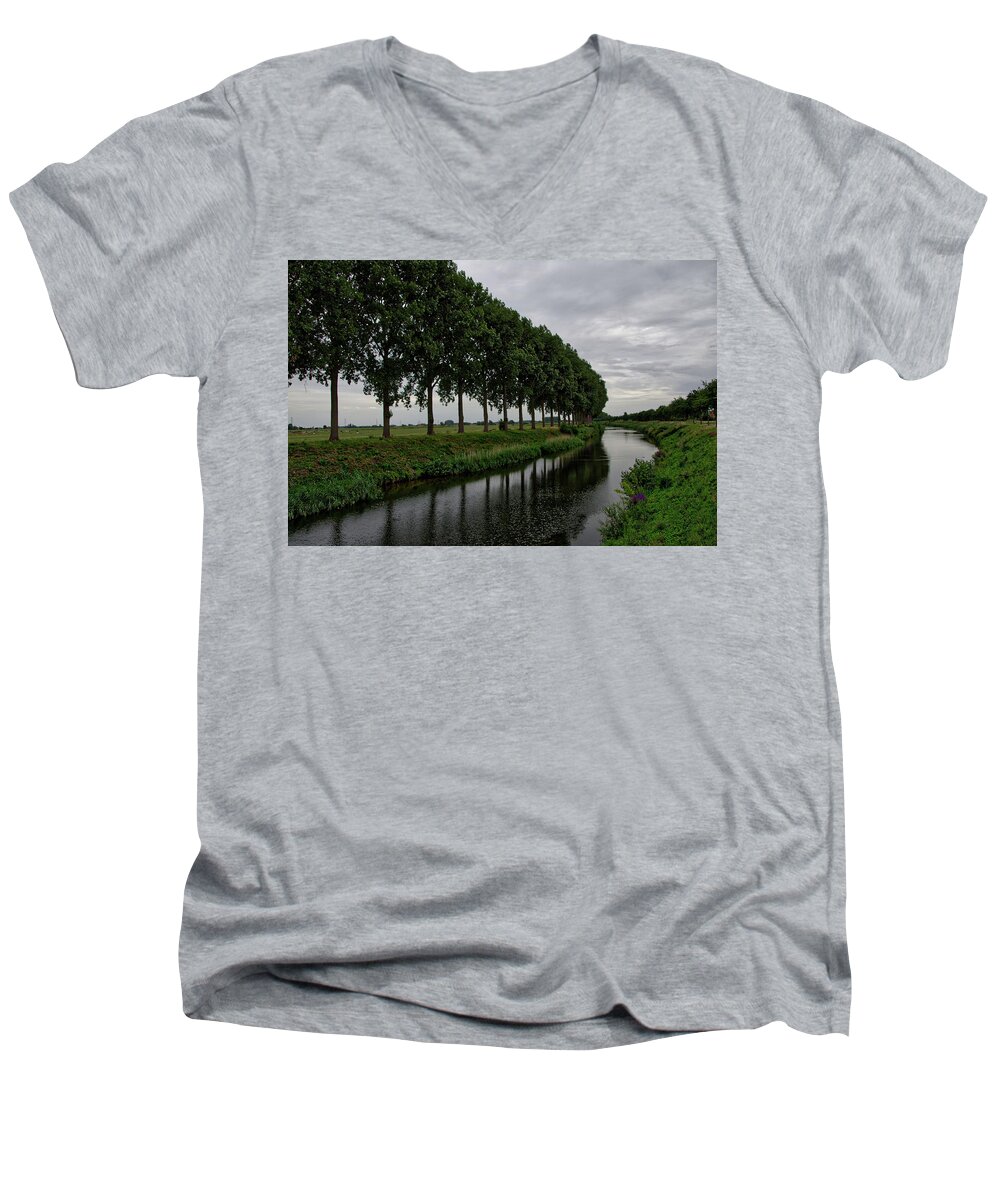 Belgium Men's V-Neck T-Shirt featuring the photograph The canal by Ingrid Dendievel