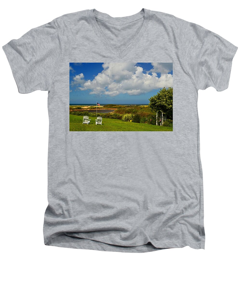 Corporation Beach Men's V-Neck T-Shirt featuring the photograph The Charm of Cape Cod by Dianne Cowen Cape Cod Photography
