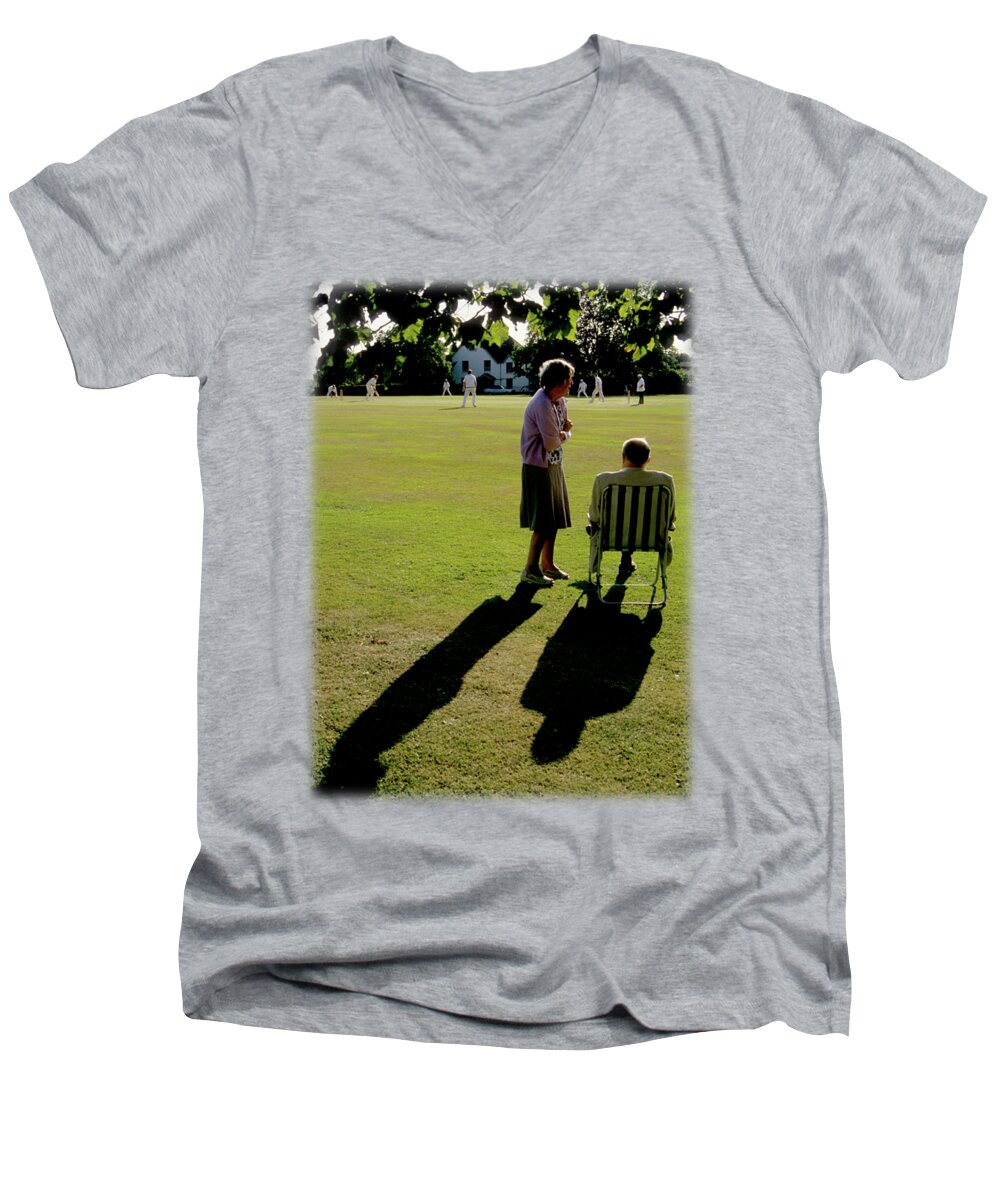 Cricket Men's V-Neck T-Shirt featuring the photograph The Cricket Match by Jon Delorme