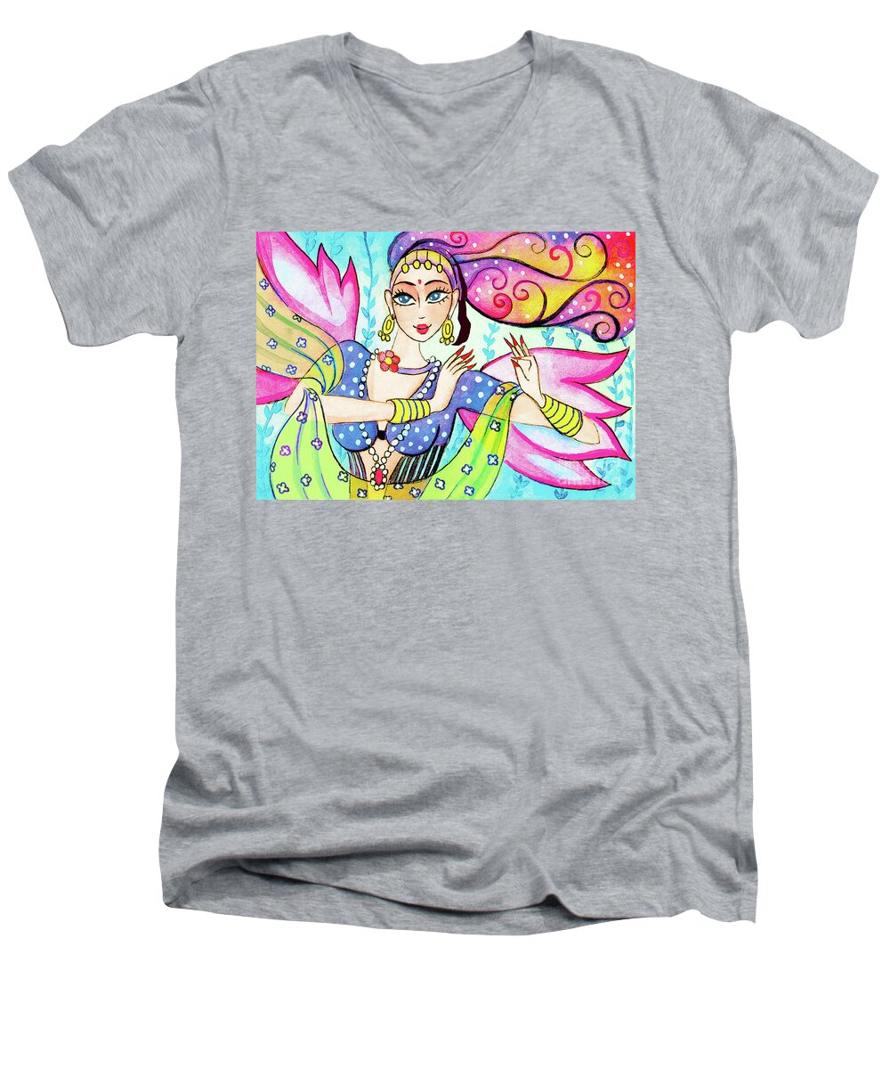 Fairy Dancer Men's V-Neck T-Shirt featuring the painting The Dance of Pari by Eva Campbell