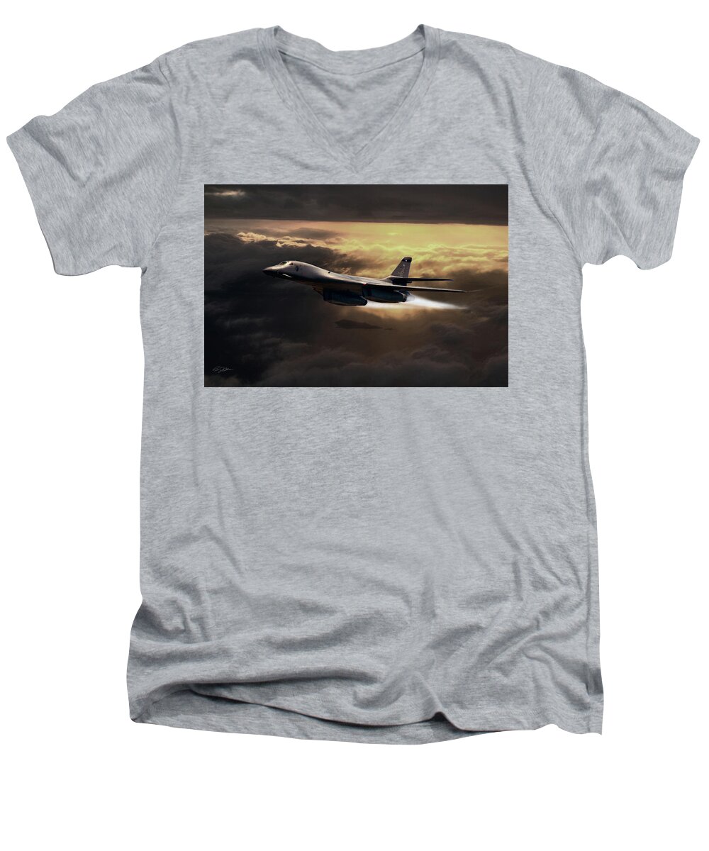 Aviation Men's V-Neck T-Shirt featuring the digital art The Dark Knight Rises by Peter Chilelli