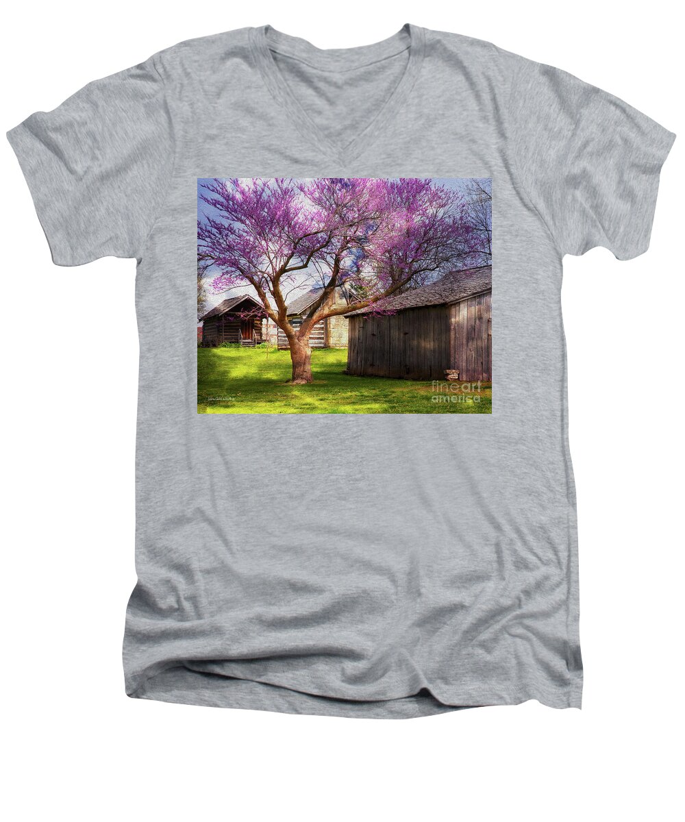 Landscape Men's V-Neck T-Shirt featuring the digital art The Farm by Lena Wilhite