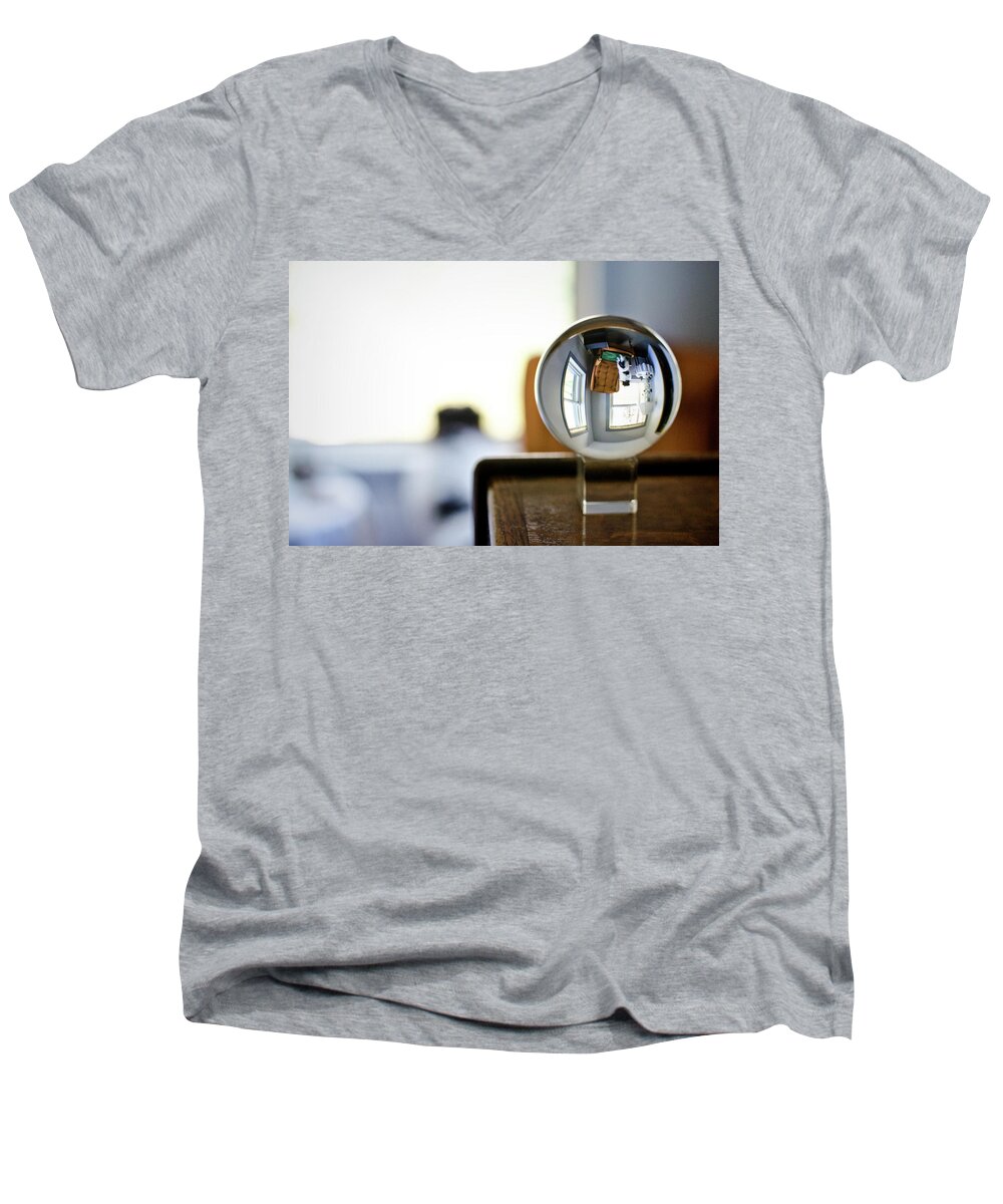 Dog Men's V-Neck T-Shirt featuring the photograph The Globe with Dog by Jeffrey Platt