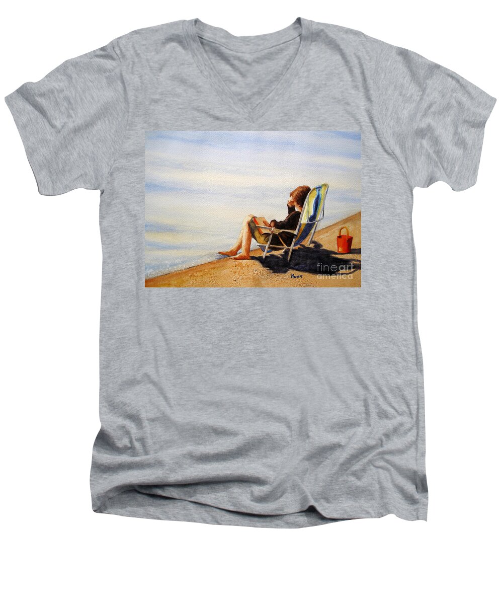 Water Men's V-Neck T-Shirt featuring the painting The Good Life by Shirley Braithwaite Hunt