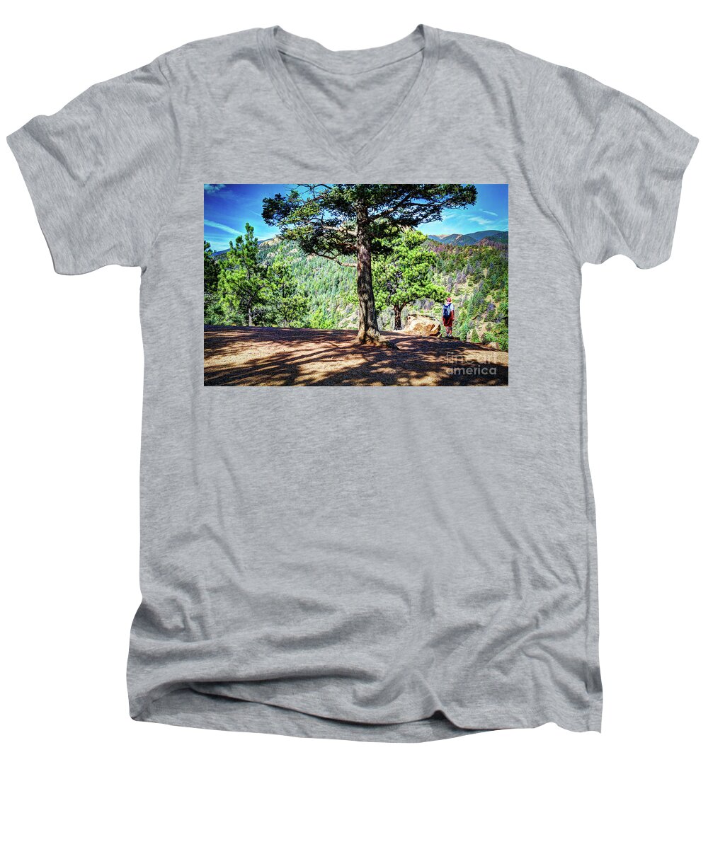 Nature Men's V-Neck T-Shirt featuring the photograph The Hike by Deborah Klubertanz