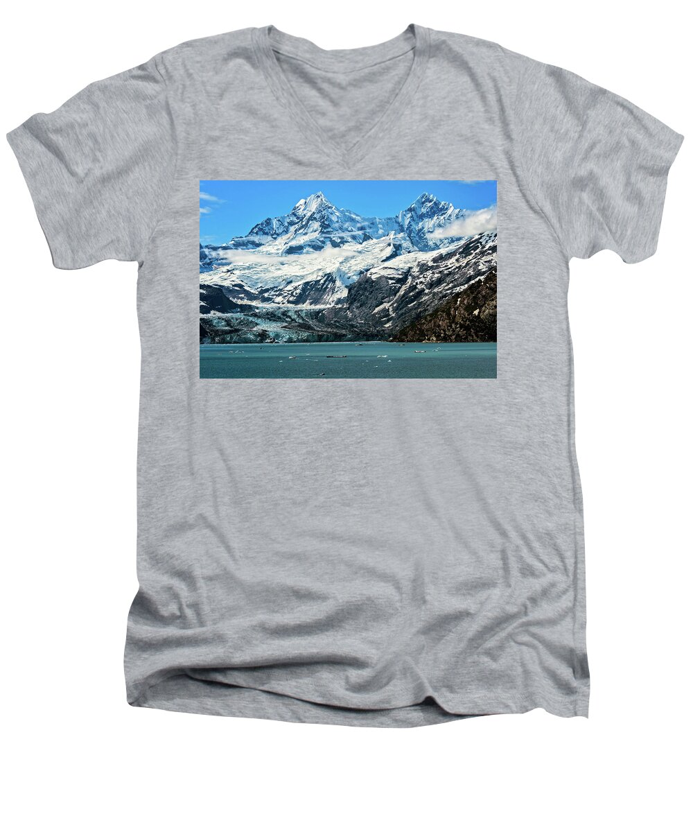 Alaska Men's V-Neck T-Shirt featuring the photograph The John Hopkins Glacier by John Hight