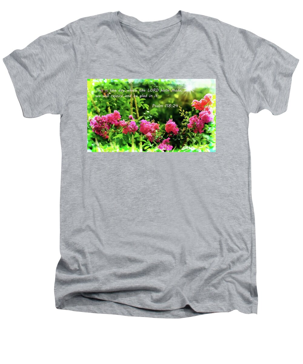 Psalm Men's V-Neck T-Shirt featuring the photograph The LORD Hath Made by Sheri McLeroy