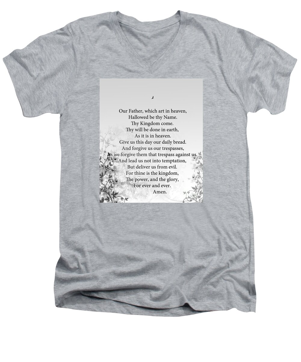 Lord's Prayer Men's V-Neck T-Shirt featuring the painting The Lord's Prayer by Trilby Cole