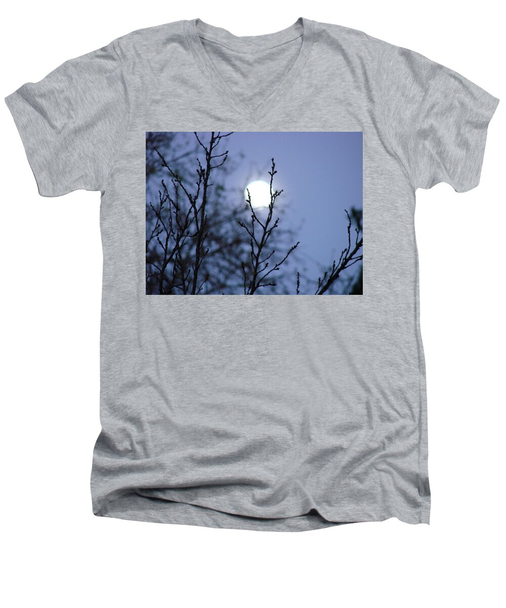 Moon Men's V-Neck T-Shirt featuring the photograph The Moon by Liz Vernand