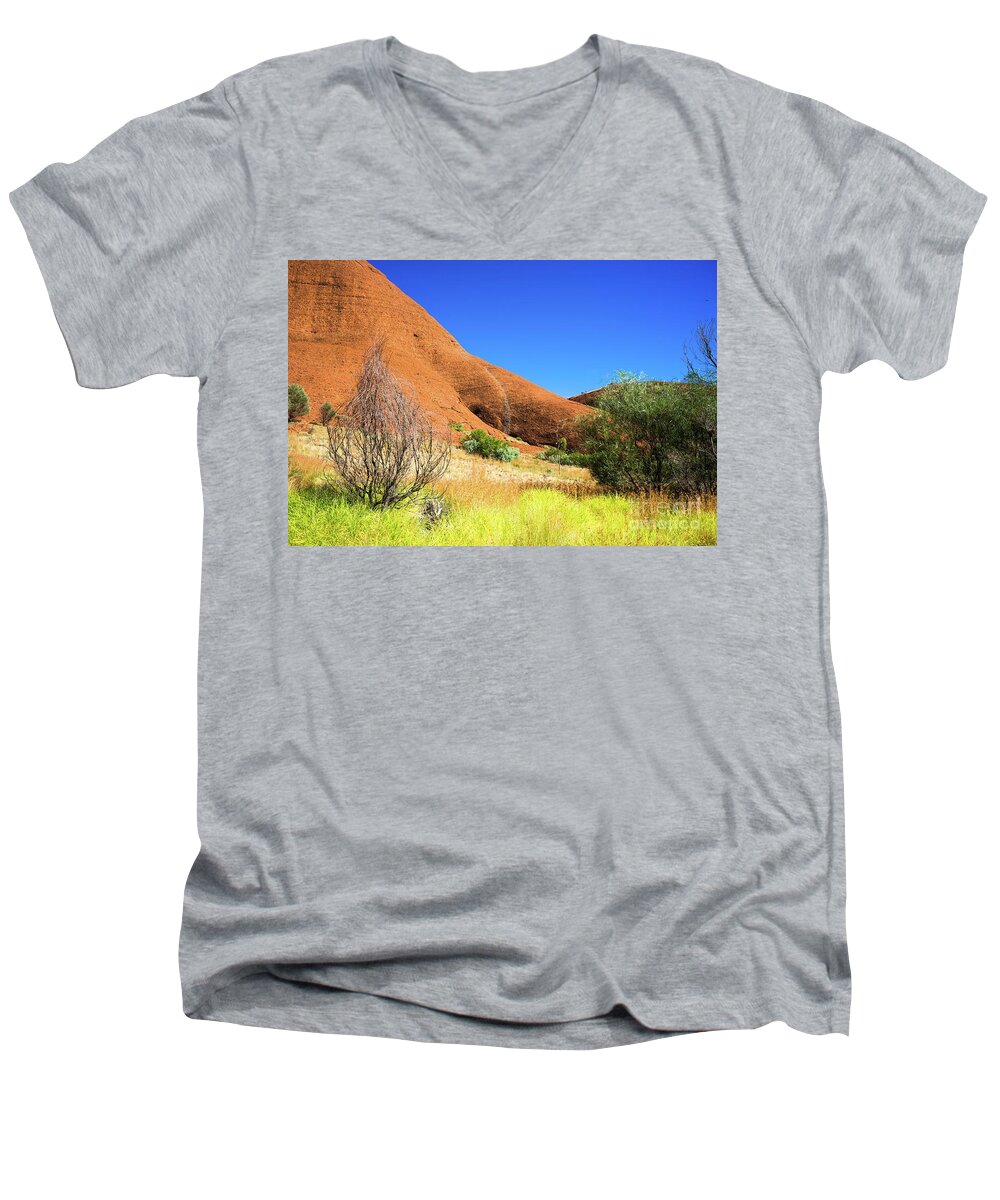 2017 Men's V-Neck T-Shirt featuring the photograph The Olgas Kata Tjuta by Andrew Michael