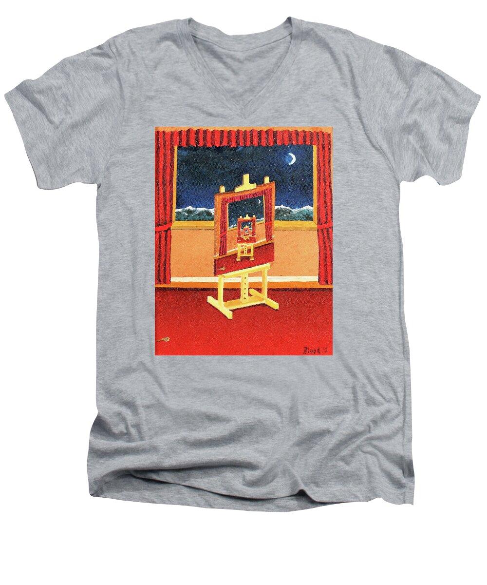 Magritte Men's V-Neck T-Shirt featuring the painting The Paintings Within by Thomas Blood