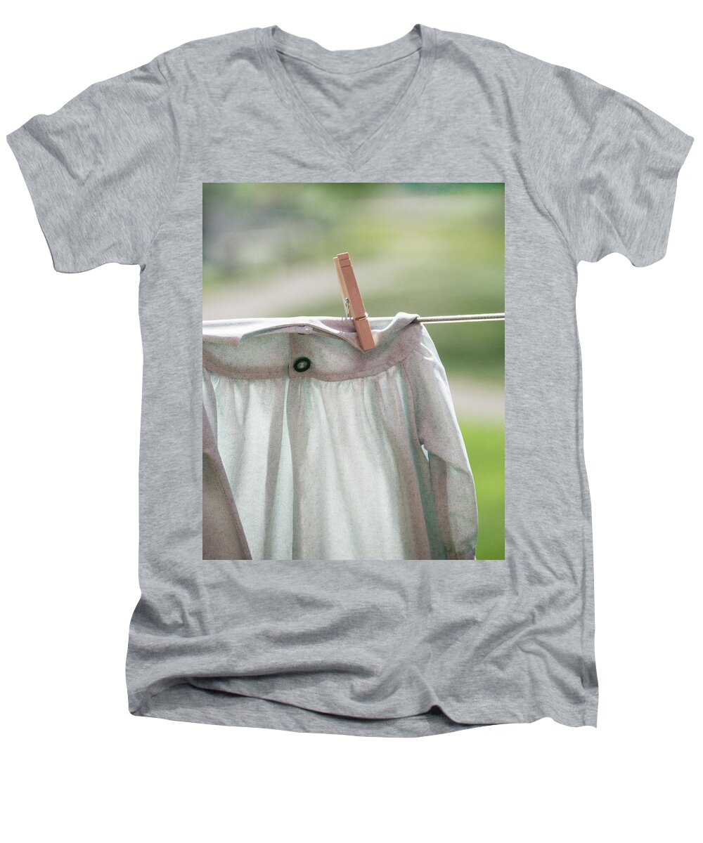Clothespin Men's V-Neck T-Shirt featuring the photograph The Precious Gown by Jolynn Reed