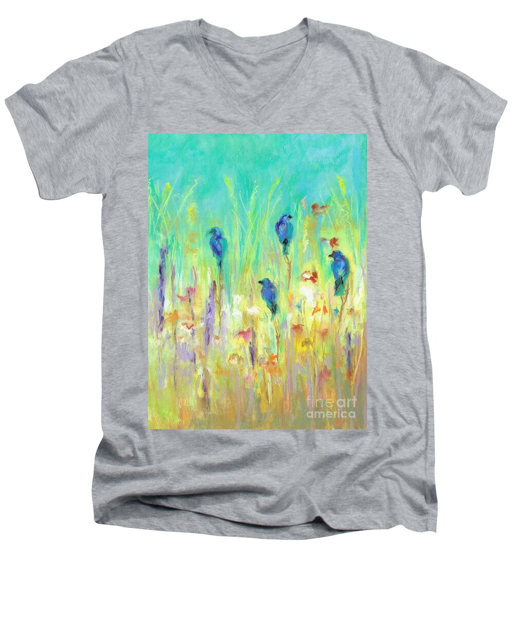 Abstract Art Men's V-Neck T-Shirt featuring the painting The Resting Place by Frances Marino