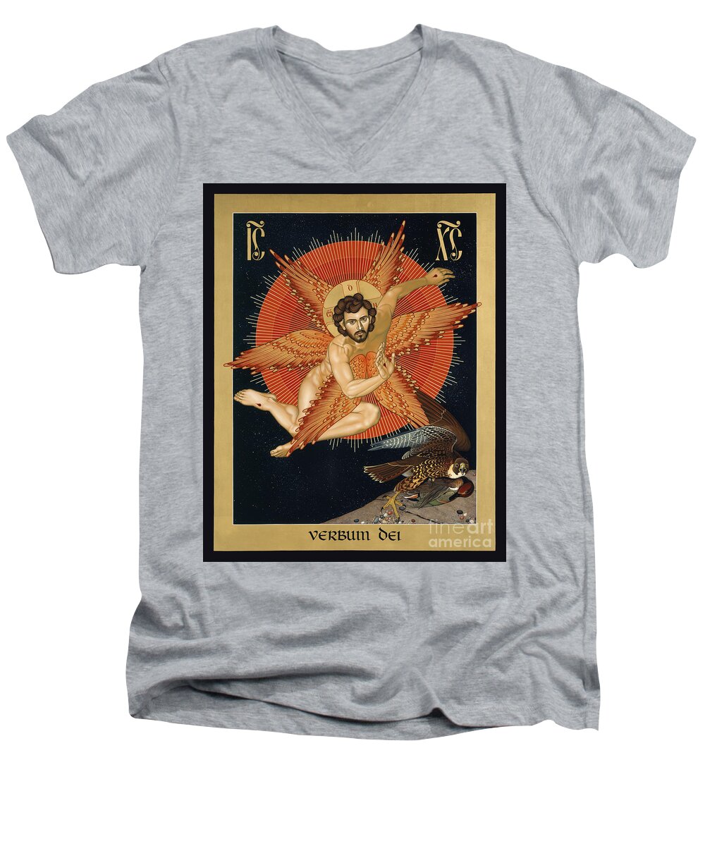 The Seraphic Christ Men's V-Neck T-Shirt featuring the painting The Seraphic Christ - RLSEC by Br Robert Lentz OFM