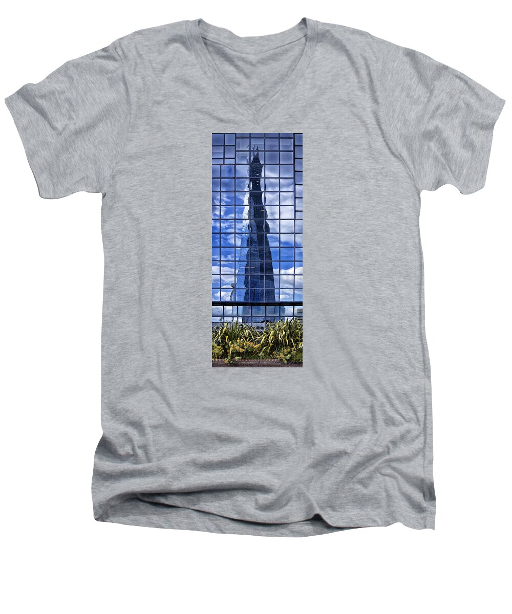 Facade Men's V-Neck T-Shirt featuring the photograph The Shard by Shirley Mitchell