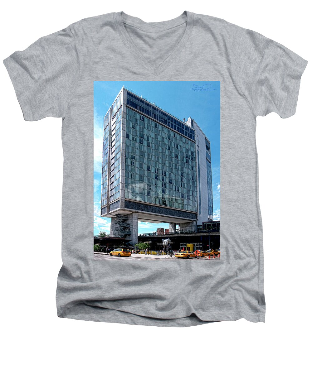Nyc Men's V-Neck T-Shirt featuring the photograph The Standard Hotel by S Paul Sahm