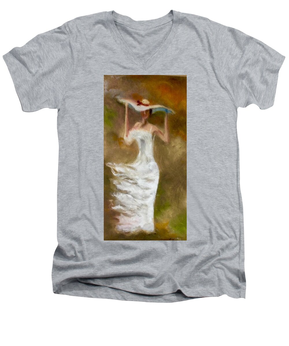 Figurative Men's V-Neck T-Shirt featuring the painting The Summer Wind by Stephen King