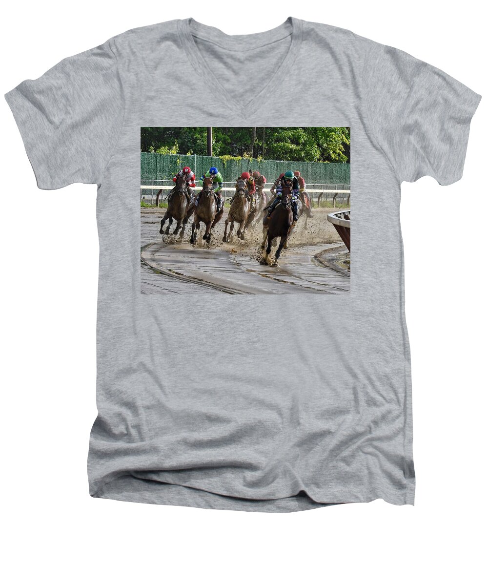 The Whitney 2018 Men's V-Neck T-Shirt featuring the photograph Diversify Winning The Whitney 2018 by Jeffrey PERKINS