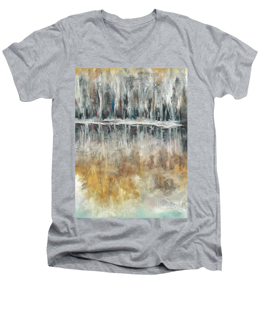 Trees Men's V-Neck T-Shirt featuring the painting Theres Two Sides To Everything by Frances Marino