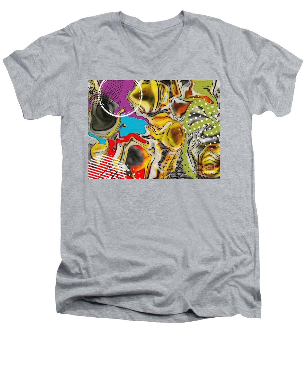 Abstract Men's V-Neck T-Shirt featuring the digital art Good Vibes by Kathie Chicoine