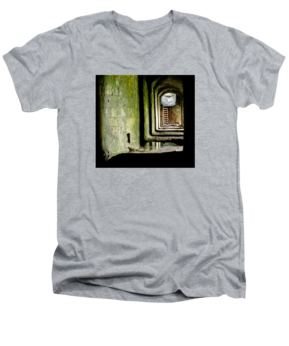 Kiln Men's V-Neck T-Shirt featuring the photograph This is the end. Abandoned. by Elena Perelman