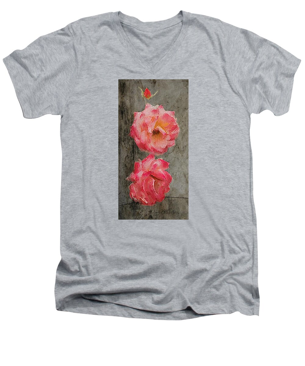 Roses Men's V-Neck T-Shirt featuring the digital art Three Roses by Dale Stillman