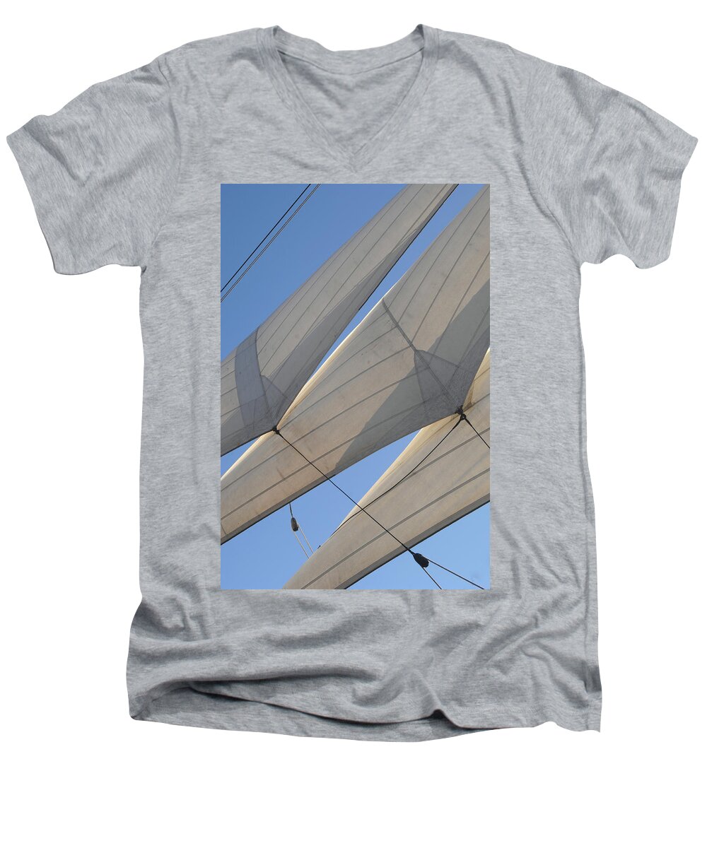 Sails Men's V-Neck T-Shirt featuring the photograph Three Sails by David Shuler