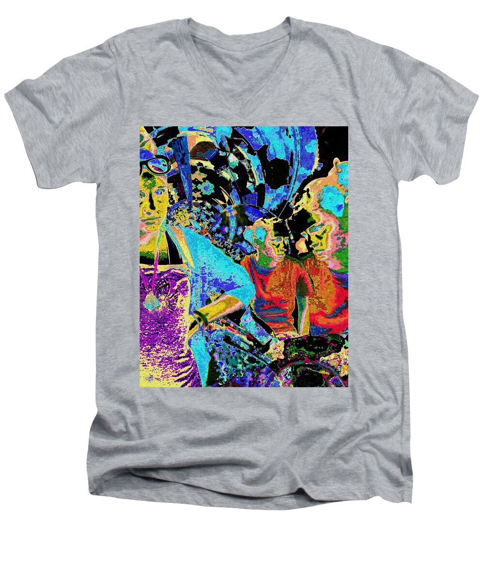 Women Men's V-Neck T-Shirt featuring the painting Three Women by Cliff Wilson