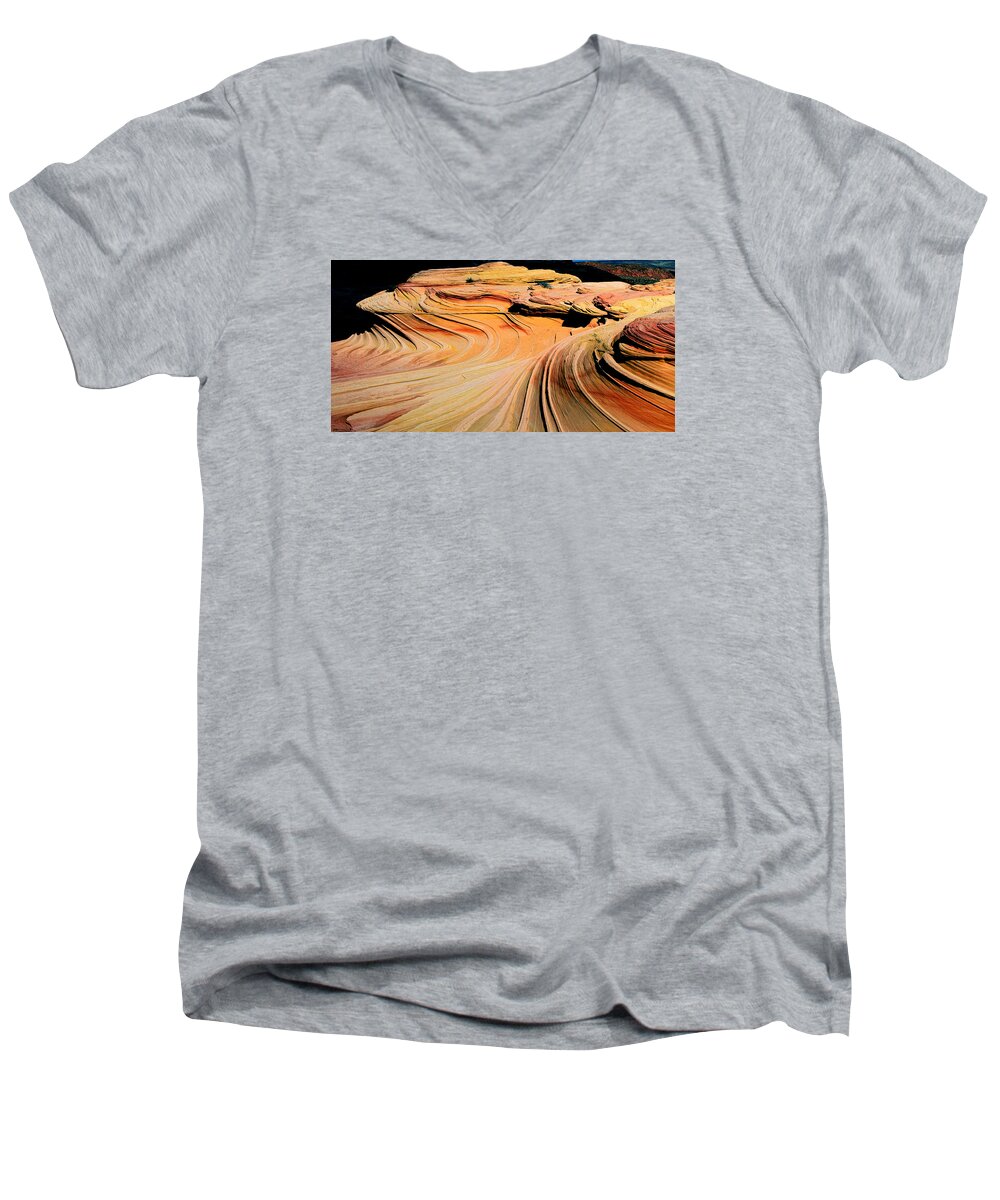 Arizona Landscape Men's V-Neck T-Shirt featuring the photograph Time Lines by Frank Houck