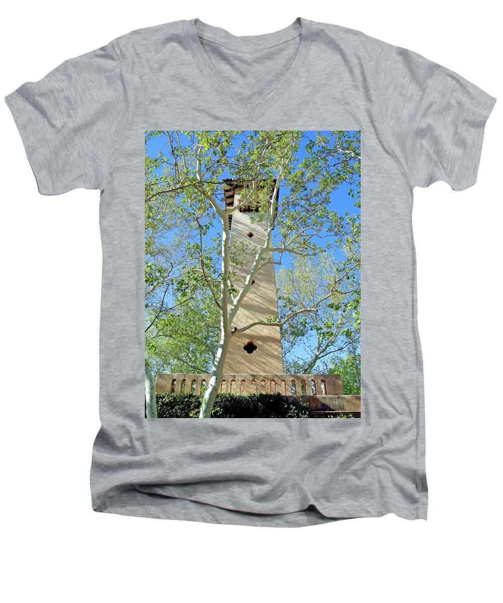 Tlaquepaque Men's V-Neck T-Shirt featuring the photograph Tlaquepaque Tower by Robert Meyers-Lussier