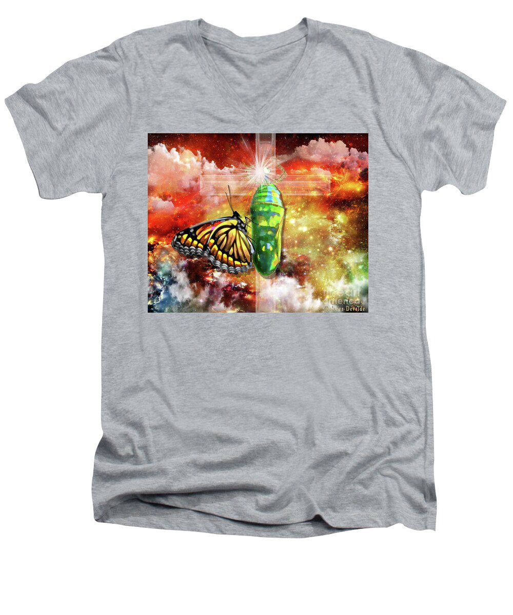 Gods Living Word Men's V-Neck T-Shirt featuring the digital art Transformed by The Truth by Dolores Develde