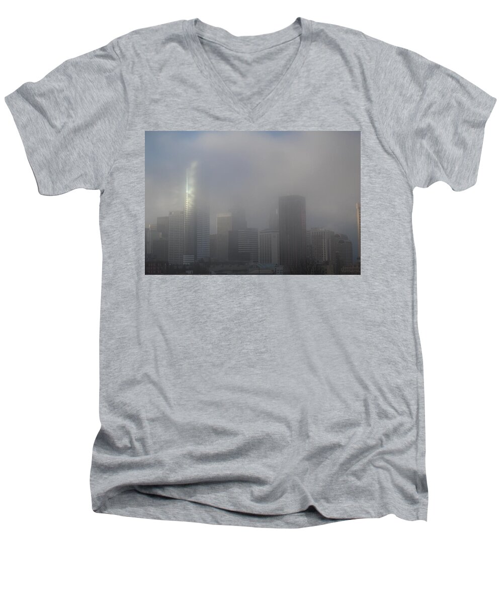 Clouds Men's V-Neck T-Shirt featuring the photograph Translucent Skyline by Suzanne Lorenz