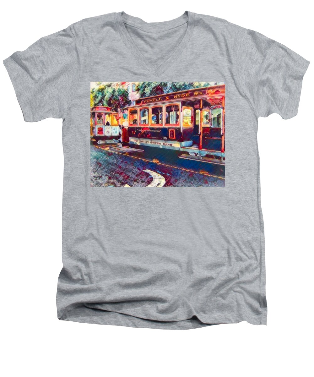 San Francisco Men's V-Neck T-Shirt featuring the photograph Travel San Fran Style by Tricia Marchlik