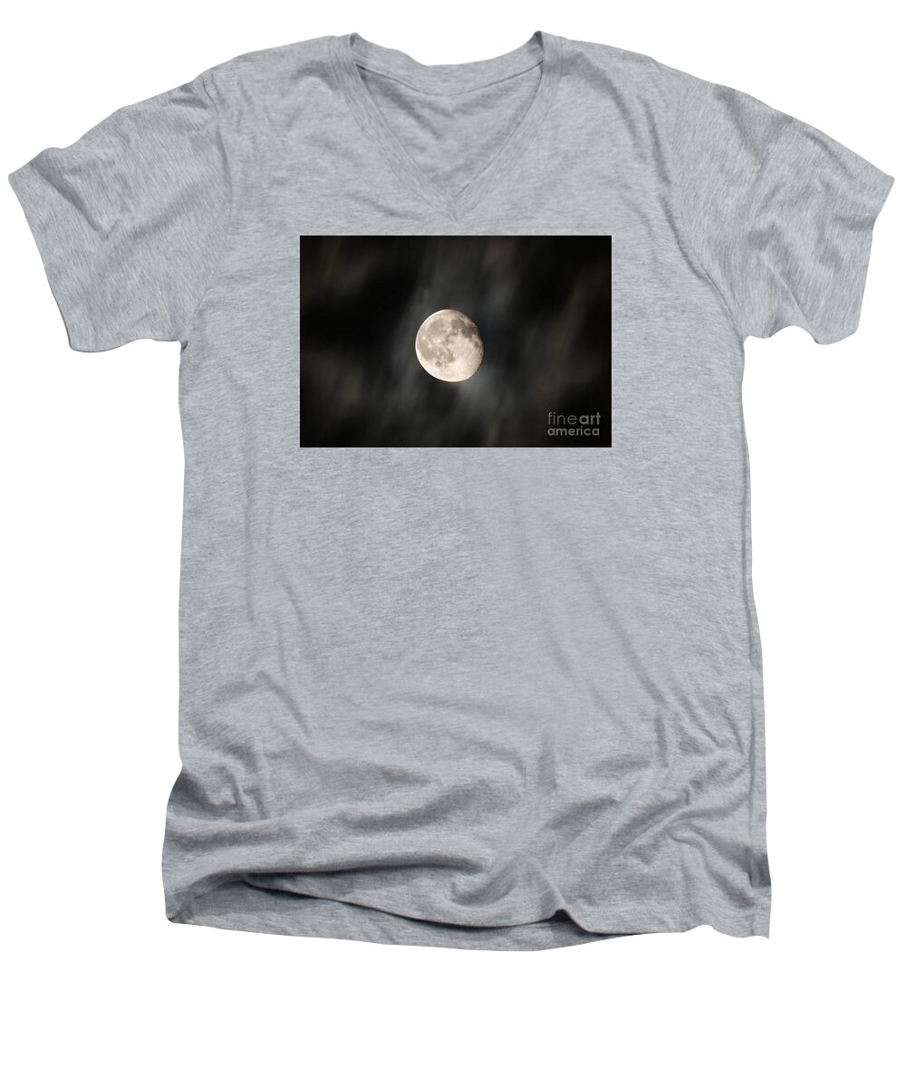 Moon Men's V-Neck T-Shirt featuring the photograph Travelling With Moon by Manjot Singh Sachdeva