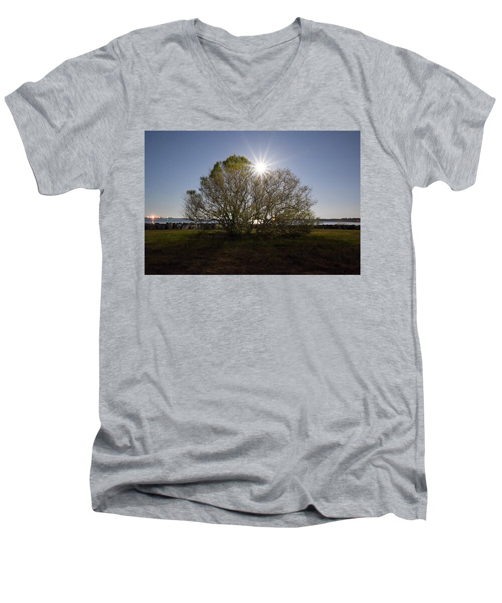 Full Moon Men's V-Neck T-Shirt featuring the photograph Tree of the Night by Doug Ash