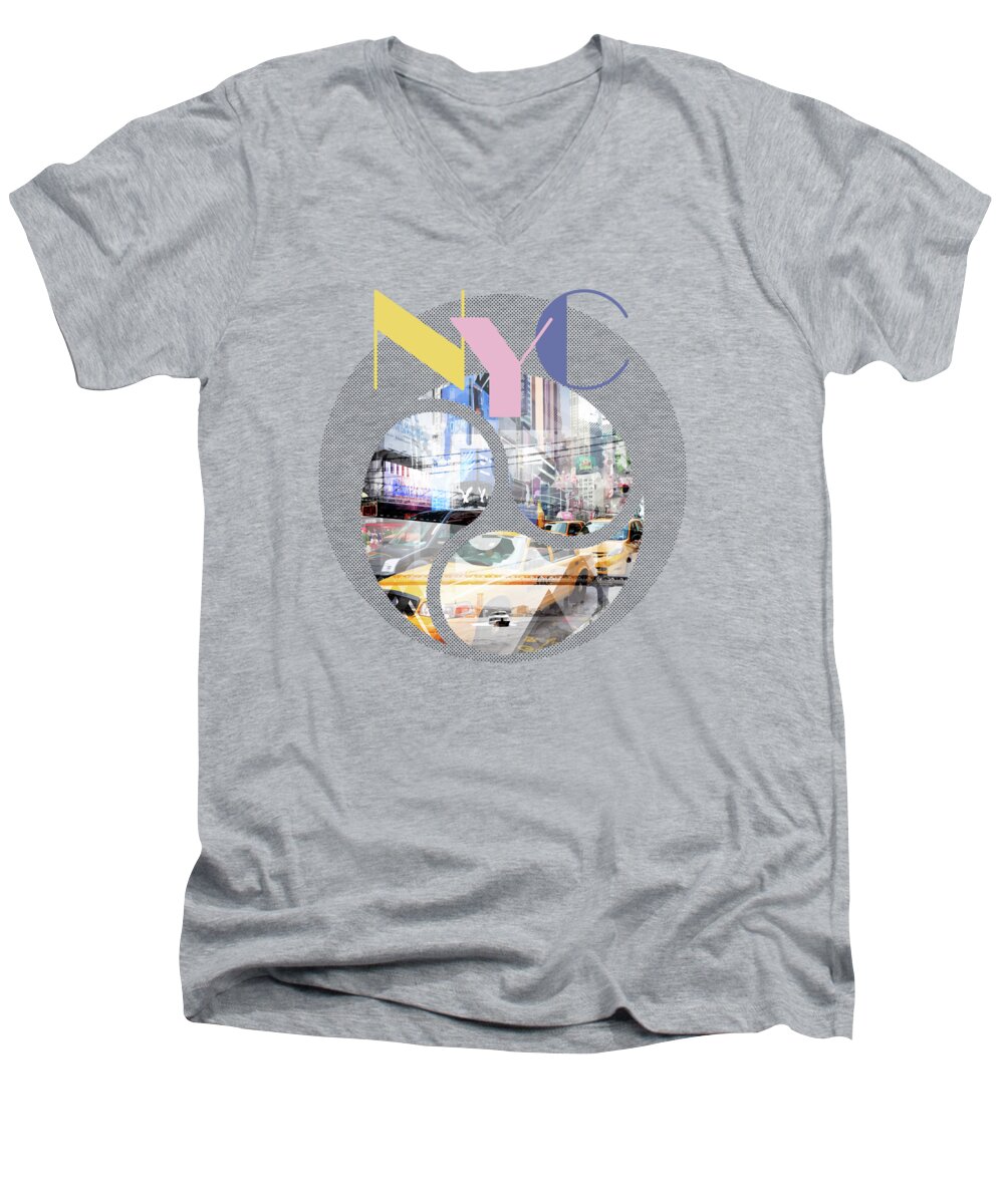 New York City Men's V-Neck T-Shirt featuring the photograph TRENDY DESIGN New York City Geometric Mix No 1 by Melanie Viola