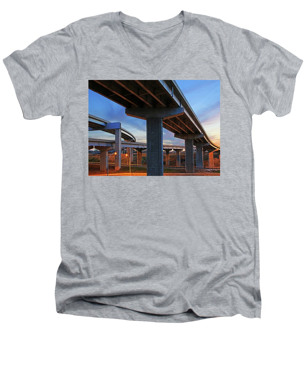 Kc Men's V-Neck T-Shirt featuring the photograph Triangle Overpass by Christopher McKenzie