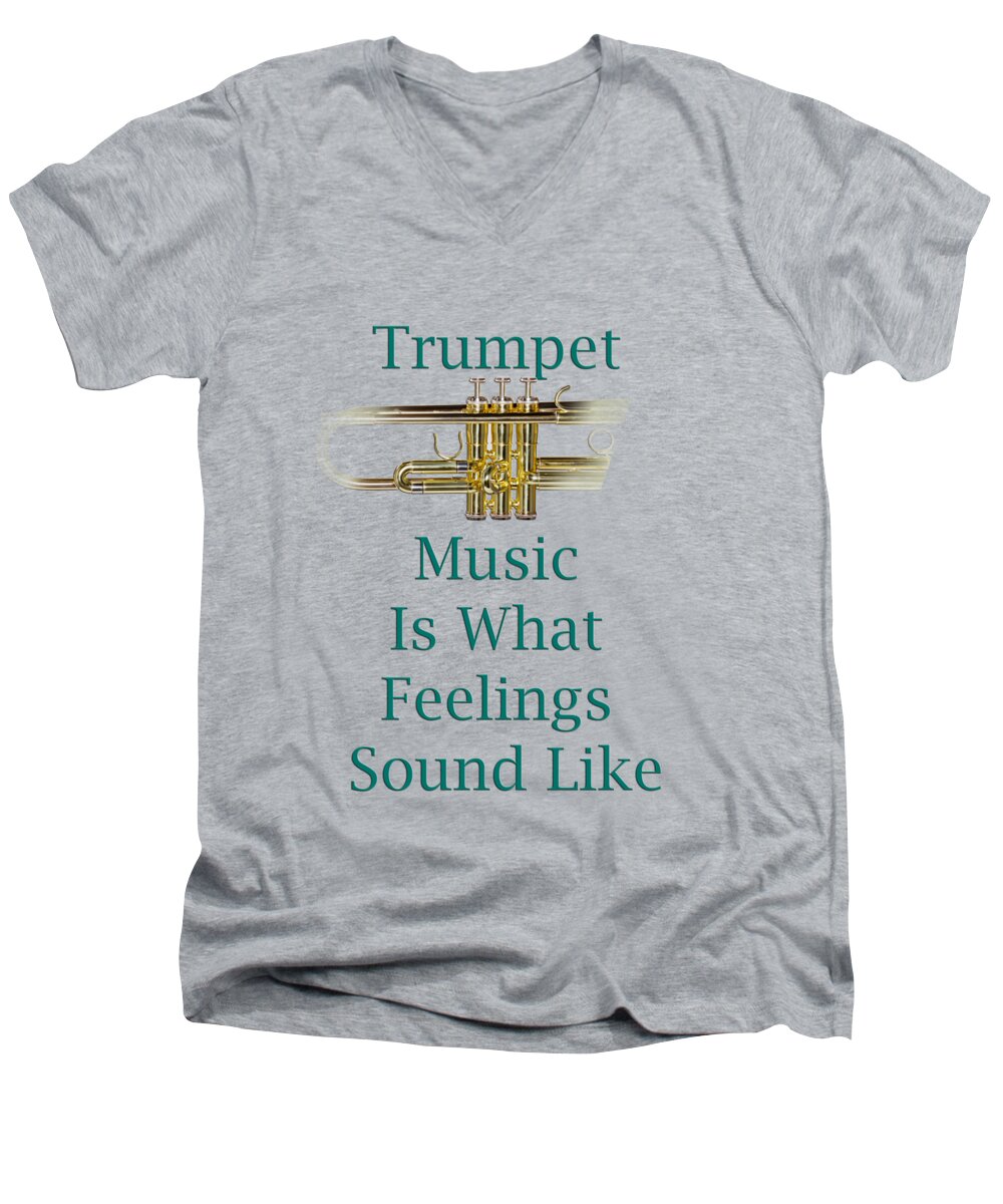 Trumpet Is What Feelings Sound Like; Trumpet; Orchestra; Band; Jazz; Trumpet Trumpetian; Instrument; Fine Art Prints; Photograph; Wall Art; Business Art; Picture; Play; Student; M K Miller; Mac Miller; Mac K Miller Iii; Tyler; Texas; T-shirts; Tote Bags; Duvet Covers; Throw Pillows; Shower Curtains; Art Prints; Framed Prints; Canvas Prints; Acrylic Prints; Metal Prints; Greeting Cards; T Shirts; Tshirts Men's V-Neck T-Shirt featuring the photograph Trumpet Is What Feelings Sound Like 5582.02 by M K Miller