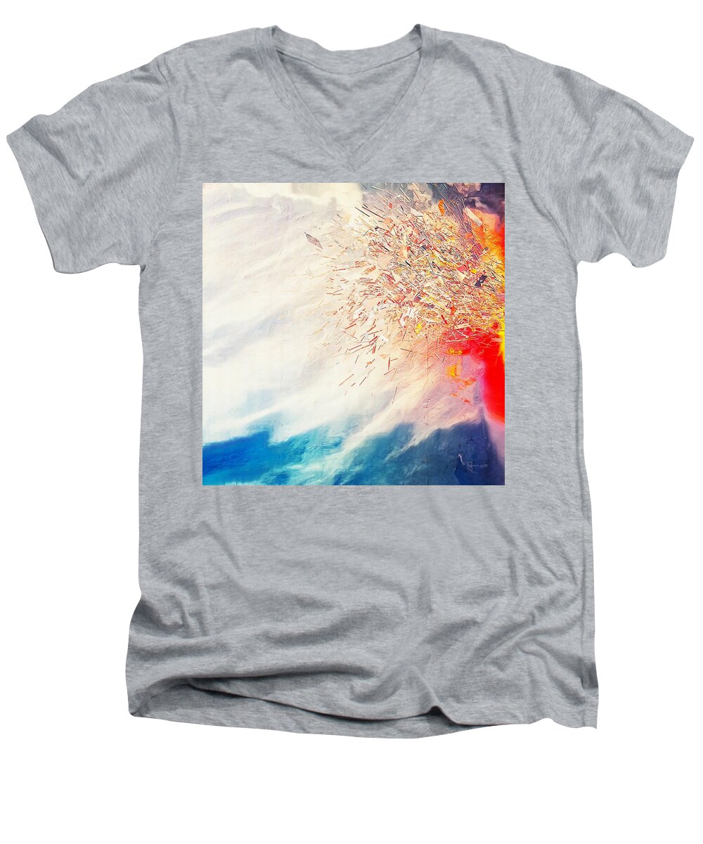 Tsunami Men's V-Neck T-Shirt featuring the painting Tsunami by Mark Taylor