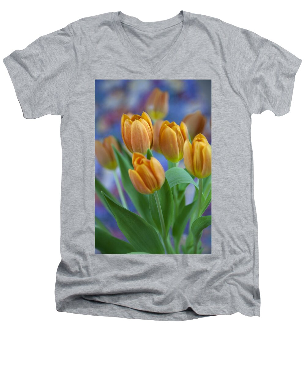 The Freshly Cut Tulips Will Make Any Environment Look Good. Men's V-Neck T-Shirt featuring the photograph Tulips 2015 #1 by Greg Kopriva