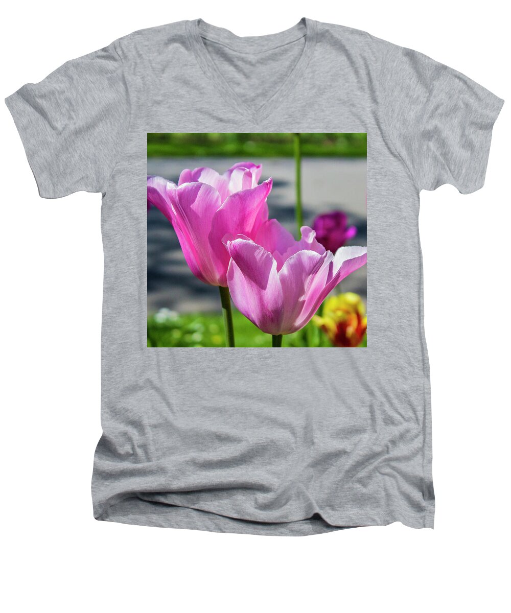 Tulip Men's V-Neck T-Shirt featuring the photograph Tulips #1 by Doc Braham