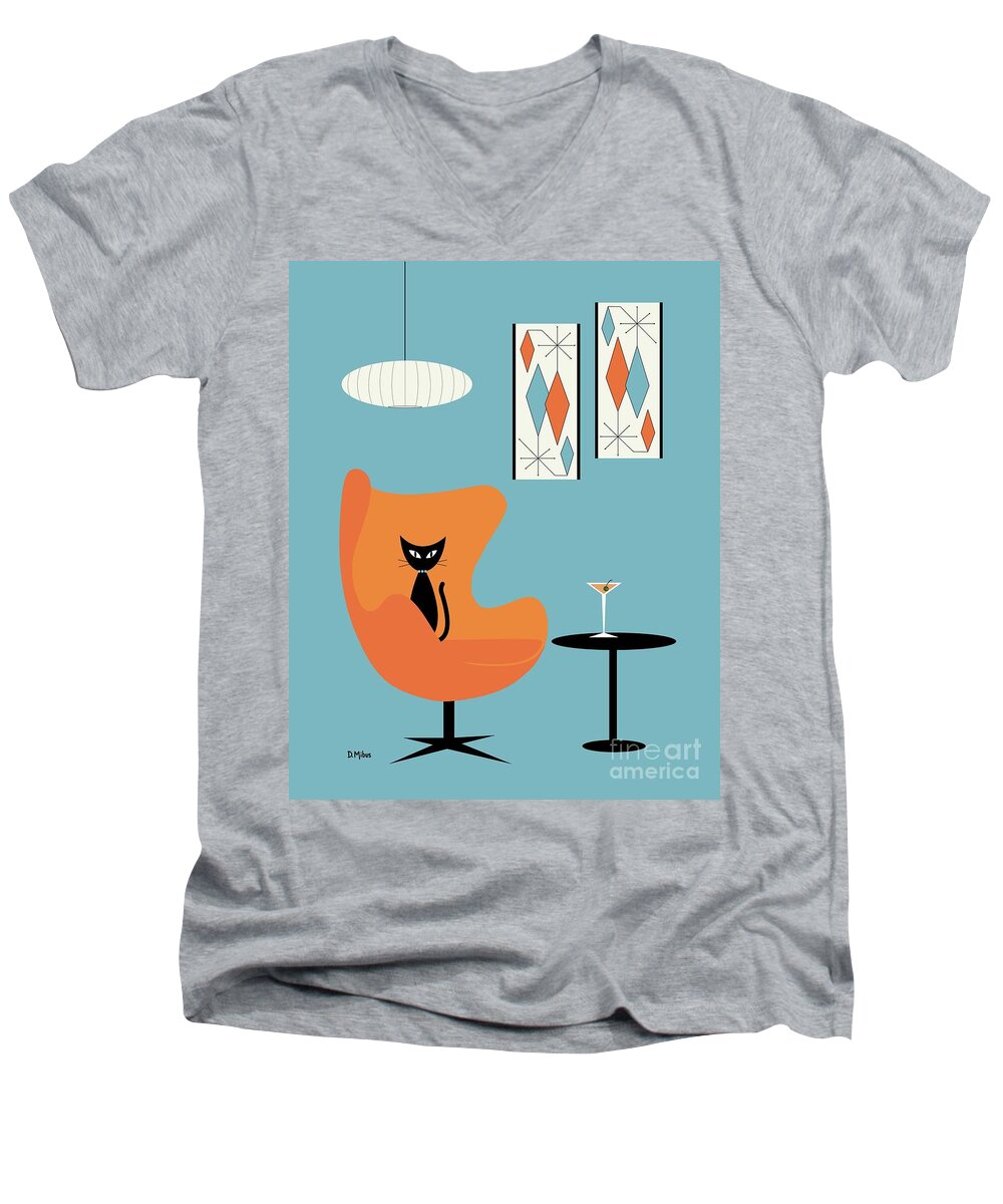 Cat Men's V-Neck T-Shirt featuring the digital art Turquoise Room by Donna Mibus