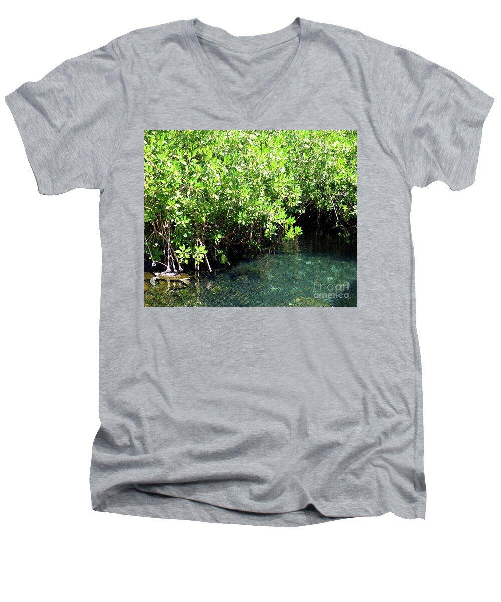 Turtle Men's V-Neck T-Shirt featuring the photograph Turtle swim by Francesca Mackenney