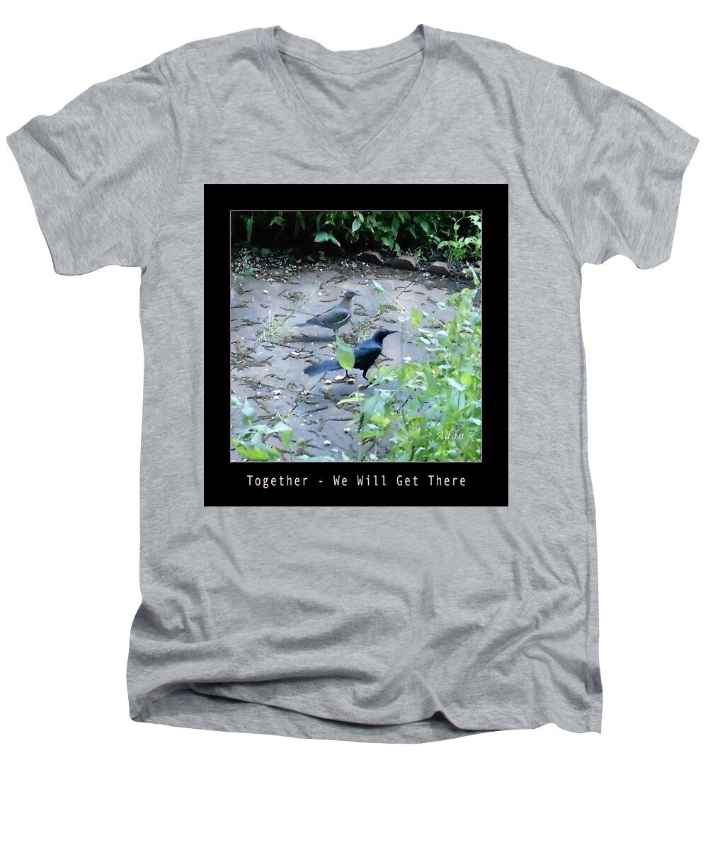 Two Birds Men's V-Neck T-Shirt featuring the photograph Two Birds Pink by Felipe Adan Lerma
